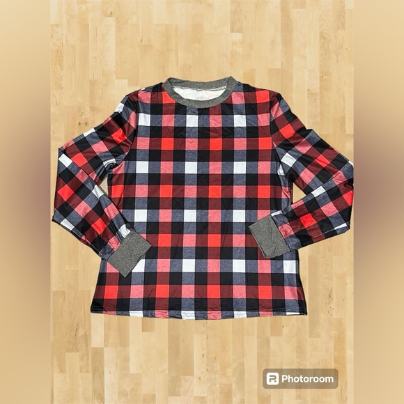 NWOT Women’s Size Medium Plaid Print Polyester Long Sleeve Pajama Set - Picture 2 of 9